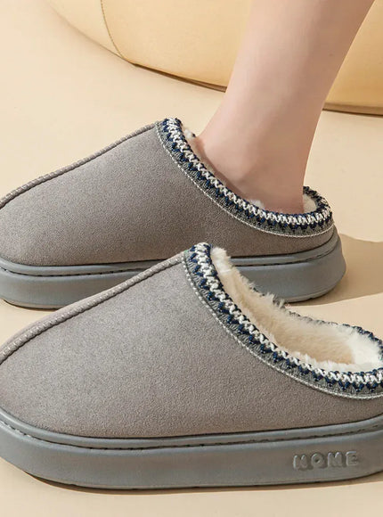 KissICON Grey / 40-41 Platform Fluffy Slippers Women House Flats Fashion Plush
