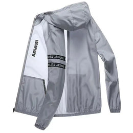 KissICON Grey / 4XL Mens Waterproof QuickDry Hooded Sun Jacket