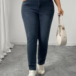 jkthpu-45 Grey Blue / UK 16 Women'S Plus Size Stretch Denim Jeans - High-Waisted,