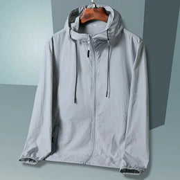 KissICON Grey / L For 170CM 60Kg 2025 Quick Dry Sun Protection Hooded Windbreaker Jacket
