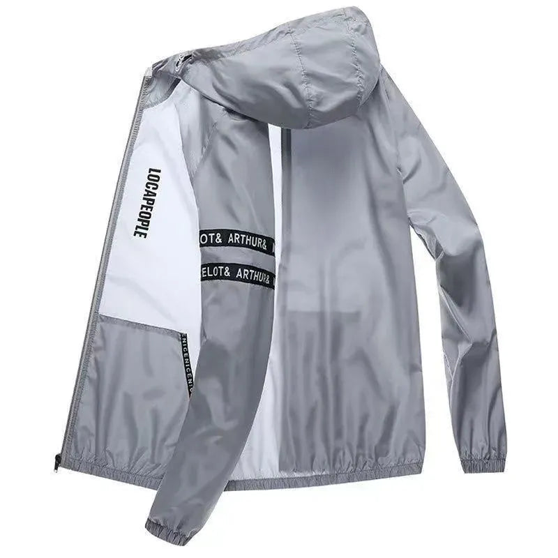 KissICON Grey / L Mens Waterproof QuickDry Hooded Sun Jacket