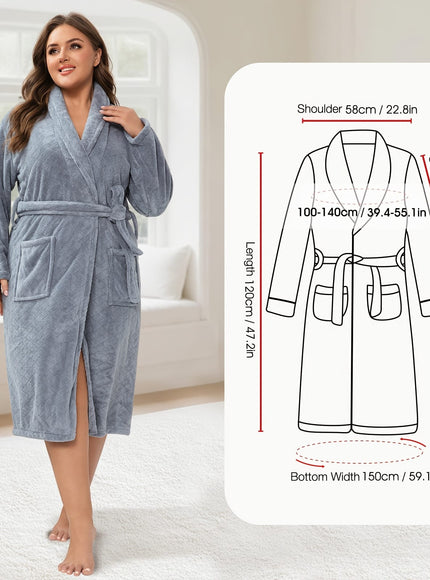 KissICON Grey Large Size Women'S Bathrobe 120*150cm 350gsm Women'S Plus