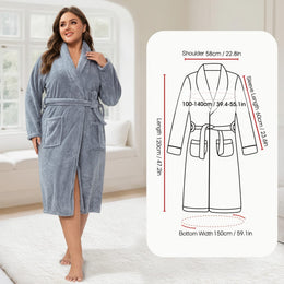 KissICON Grey Large Size Women'S Bathrobe 120*150cm 350gsm Women'S Plus