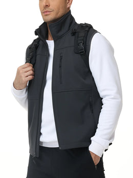 KissICON Grey / M Mens Windproof Softshell Thick Vest Comfort Pockets Sports Ready