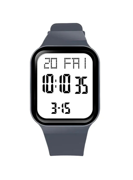 KissICON Grey Sport Digital Watch For Men Women Waterproof Alarm