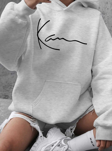 jkthpu-45 grey / UK 16 Artistic Signature Women's Plus Size Casual Hooded Sweatshirt