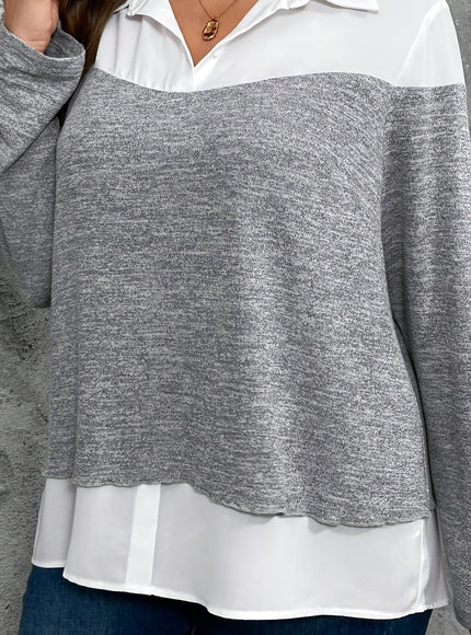 jkthpu-45 Grey / UK 16 Comfort Stretch Fit Top for Plus Size Women | KissICON
