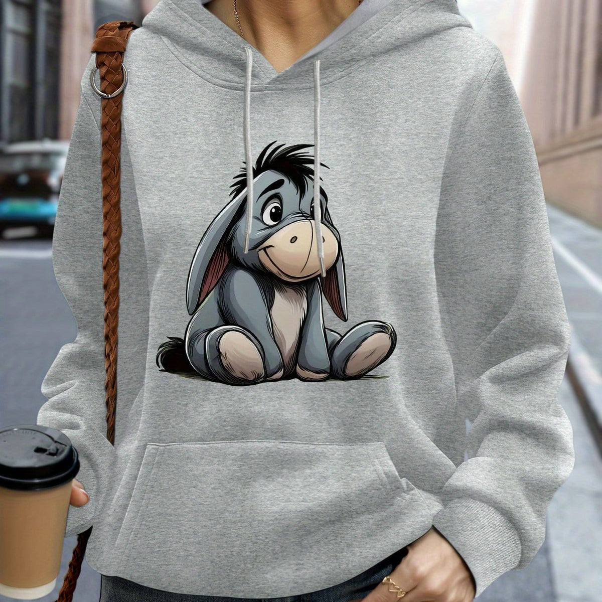 jkthpu-45 Grey / UK 16 Plus Size, Disney Eeyore casual swear, pullover long