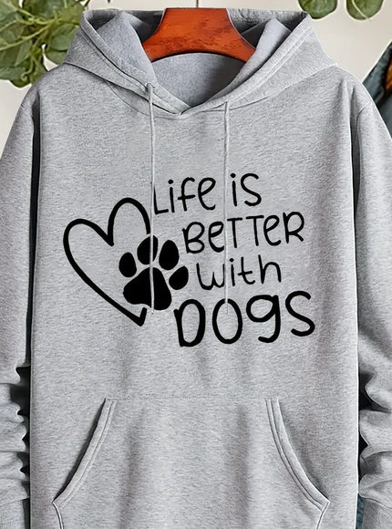 jkthpu-45 grey / UK 16 Plus Size "Life Is Better With Dogs" Pattern