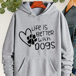 jkthpu-45 grey / UK 16 Plus Size "Life Is Better With Dogs" Pattern
