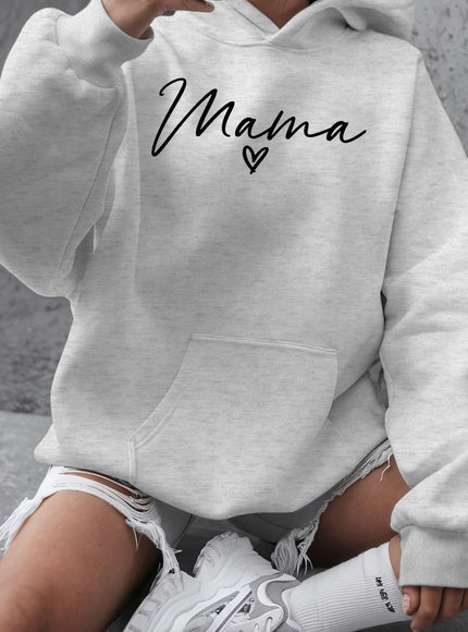 jkthpu-45 grey / UK 16 Plus Size "Love for Mom" Hooded Sweatshirt -