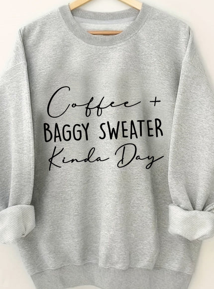 jkthpu-45 grey / UK 16 Plus Size Women's Cozy Letter Print Pullover Sweatshirt