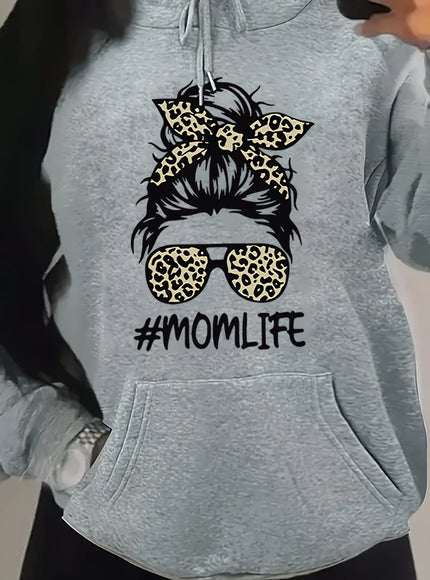 jkthpu-45 grey / UK 16 Women's Casual Beige Hoodie with Stylish Mom Life