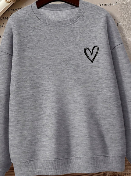 jkthpu-45 Grey / UK 16 Women'S Gray Crew Neck Sweatshirt with Heart Design