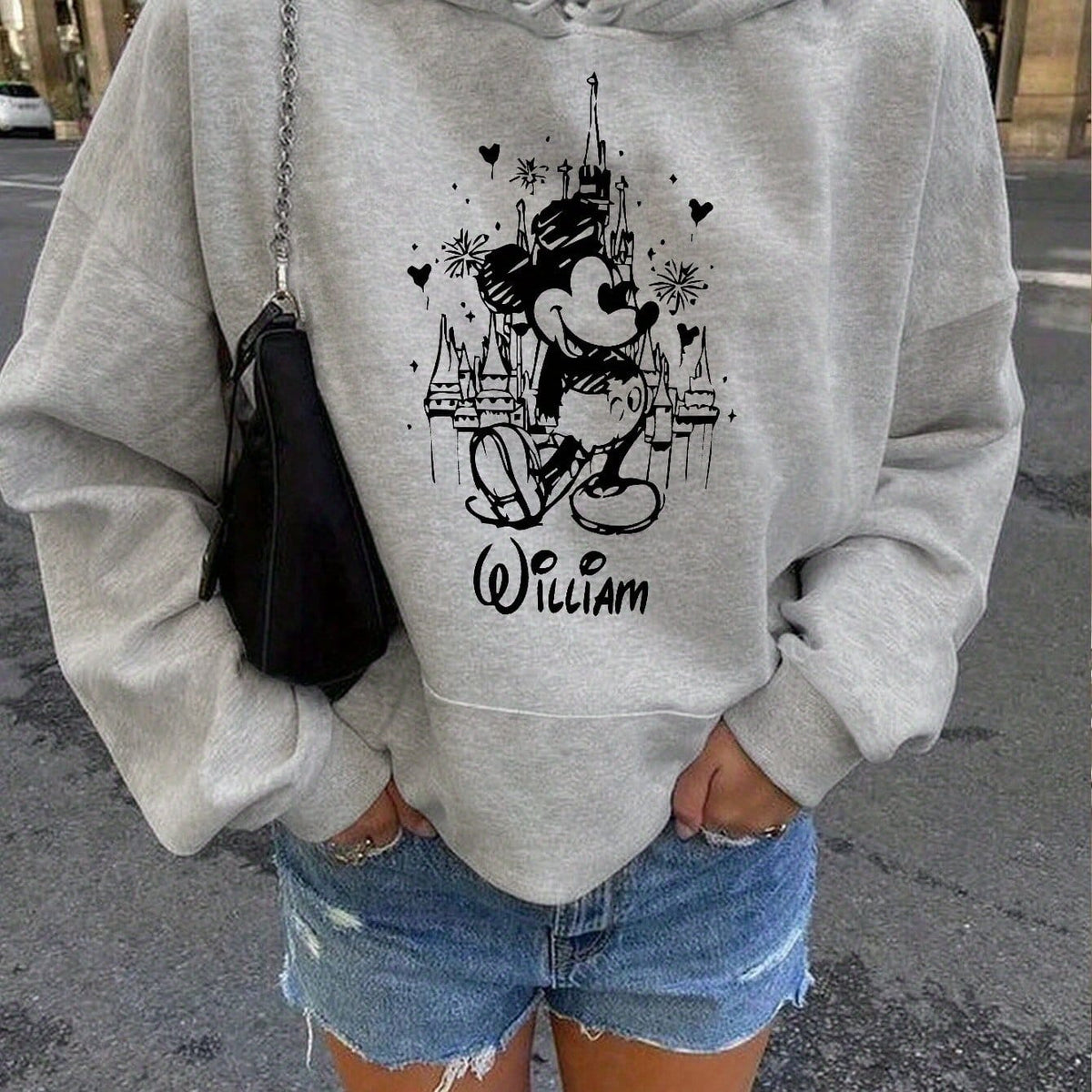 jkthpu-45 Grey / UK 16 Women'S Oversized Hoodie - Disney Mickey Mouse &
