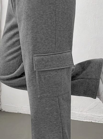 jkthpu-45 Grey / UK 18 Chic Black Joggers AllSeason Casual Comfort Pockets