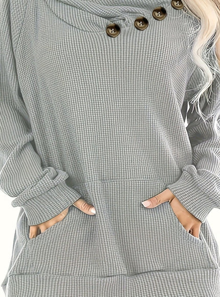 jkthpu-45 Grey / UK 18 Plus Size Pile Lapel Button-Up Sweatshirt