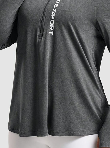 jkthpu-45 Grey / UK 18 Plus Size Pink Vesport ZipUp Long Sleeve Top