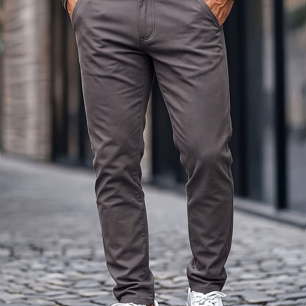KissICON Grey / UK 28 Mens WrinkleFree Loose Fit Summer Stretch Dress Pants