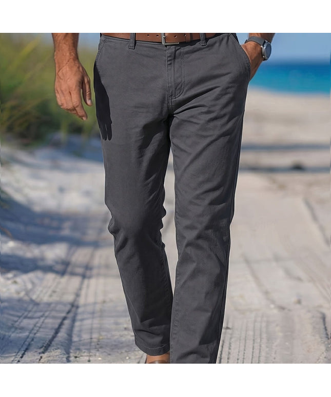 KissICON Grey / UK 28 Silky Ice Fiber WrinkleFree Mens Business Casual Straight Pants