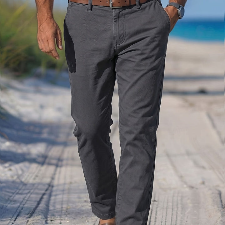 Silky Ice Fiber WrinkleFree Mens Business Casual Straight Pants