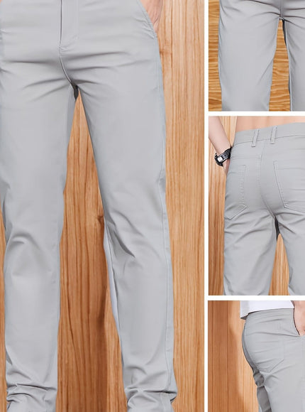 KissICON Grey / UK 30 Mens Versatile Slim Straight Casual Office Suit Pants