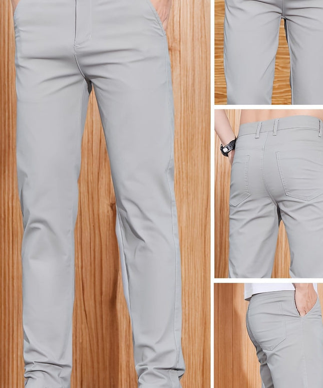 KissICON Grey / UK 30 Mens Versatile Slim Straight Casual Office Suit Pants