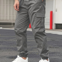 KissICON Grey / UK 31 Durable Mens Casual Solid Color Work Pants