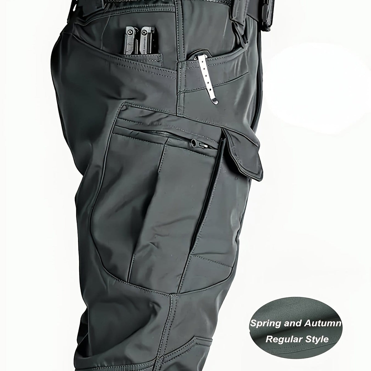 KissICON Grey / UK 31 Mens Black Stretch Cargo Pants Versatile Outdoor  Work Trousers