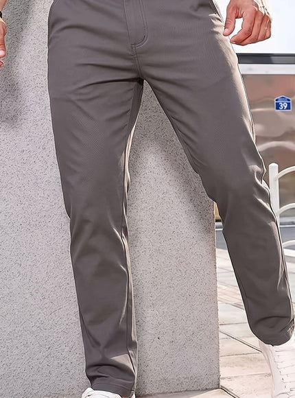KissICON Grey / UK 32 Mens Summer Drapey Breathable AntiWrinkle Business Casual Trousers
