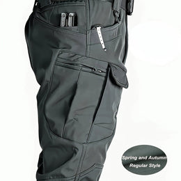 KissICON Grey / UK 36 Mens Breathable MultiPocket Elastic Cargo Work Pants