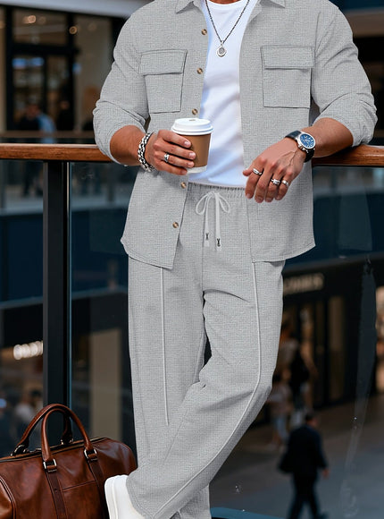 KissICON Grey / UK 40 Luxury Retro Mens 2pc Lapel Jacket  Pants Set