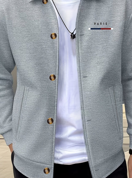KissICON Grey / UK 44 Luxury Waffle Knit Lapel Jacket Smart Casual Menswear