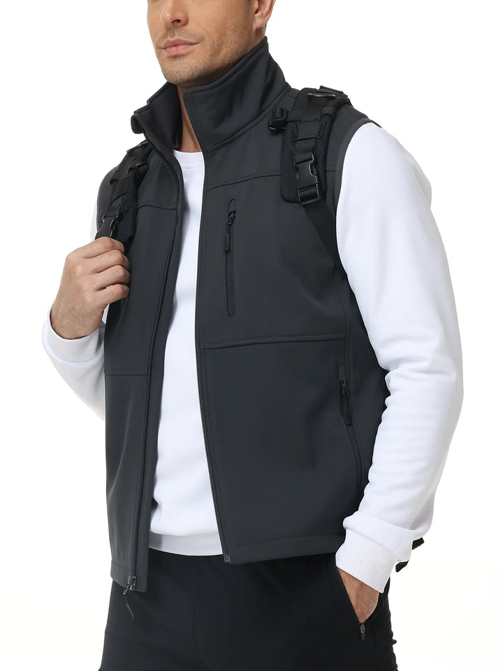 Mens Windproof Softshell Thick Vest Comfort Pockets Sports Ready