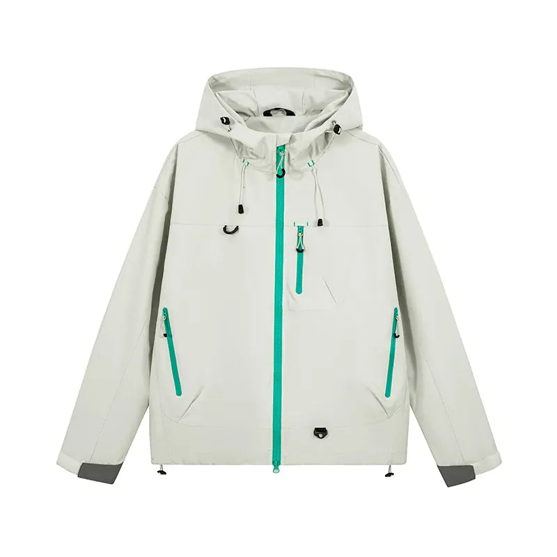 KissICON Grey / XXXL(85 kg-100 kg) / China Mainland Waterproof Unisex Hooded Hiking Jacket for All Seasons