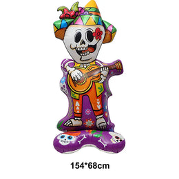KissICON H / Other Halloween Party Decor Standing Inflatable Aluminum Foil Balloon Ghost Pumpkin Skull Haunted House Tombstone Skeleton Balloon