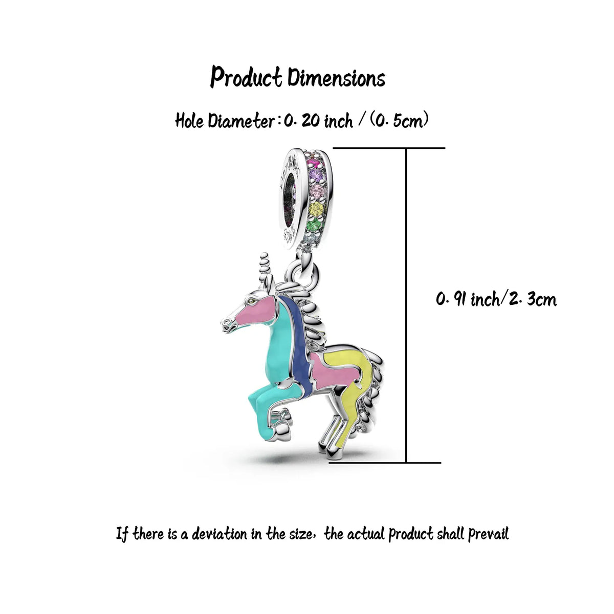 KissICON H83 Manyilus S925 Silver Pastel Carousel Unicorn Charm for Original Bracelet Dreamy Fantasy Jewelry Pendant DIY Magical Kawaii Gift