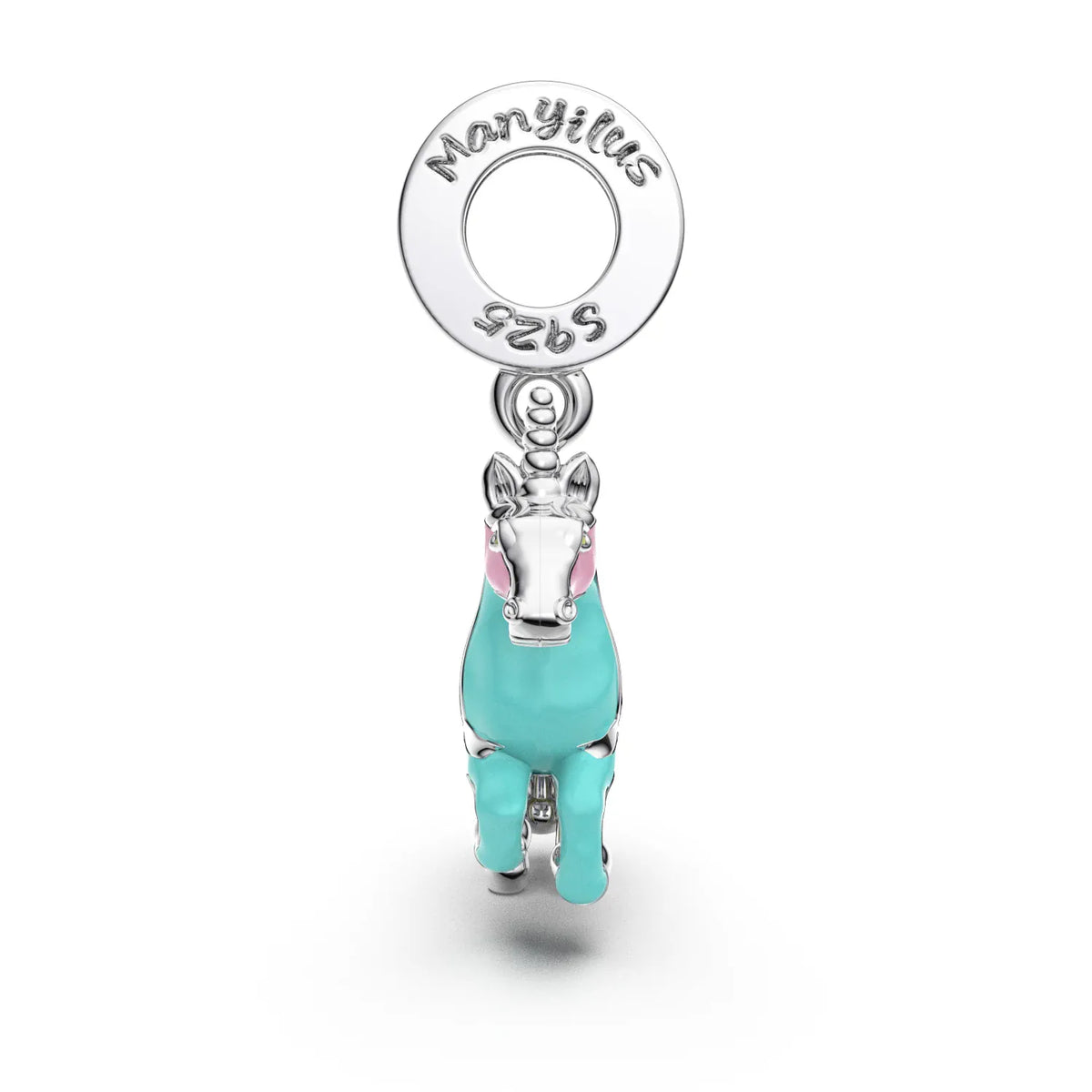 KissICON H83 Manyilus S925 Silver Pastel Carousel Unicorn Charm for Original Bracelet Dreamy Fantasy Jewelry Pendant DIY Magical Kawaii Gift