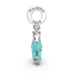 KissICON H83 Manyilus S925 Silver Pastel Carousel Unicorn Charm for Original Bracelet Dreamy Fantasy Jewelry Pendant DIY Magical Kawaii Gift