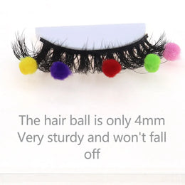 KissICON Hairball eyelashes / D+ / 0.07mm Pair of Cute Colorful Furry Fake Eyelashes Natural Style Suitable for Cosplay Dinners Christmas Halloween Makeup