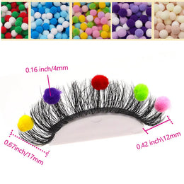 KissICON Hairball eyelashes / D+ / 0.07mm Pair of Cute Colorful Furry Fake Eyelashes Natural Style Suitable for Cosplay Dinners Christmas Halloween Makeup
