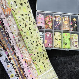 KissICON Halloween-06 10Rolls Halloween  Christmas  Easter Nail Foils Transfer Paper  Nail Art Stickers   Decal  Nails Decoration