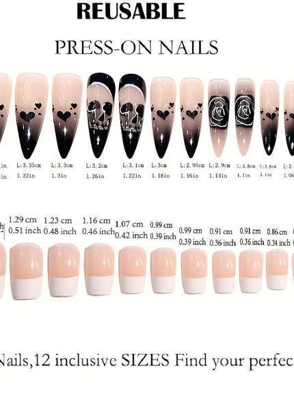 KissICON Halloween 48Pcs Press Nails Almond Pointed Spider Design