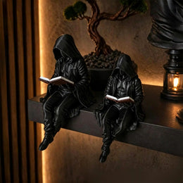 KissICON Halloween  Aesthetic Spooky Statue Figurine Bookshelf Decor Goth Fantasy Art Mystery Man Decor for Table Centerpiece Shelf