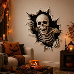 KissICON Halloween Break in 3D Wall Decals - Spooky Themed 3D Wall Stickers for Home Decorations