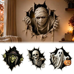 KissICON Halloween Break in 3D Wall Decals - Spooky Themed 3D Wall Stickers for Home Decorations