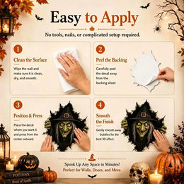 KissICON Halloween Break in 3D Wall Decals - Spooky Themed 3D Wall Stickers for Home Decorations