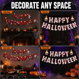 KissICON Halloween Ceiling Hangings: Skeletons, Mummies, Bloodstained Handprints, Bat Garlands. Kids Halloween Home Decor