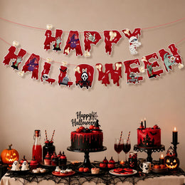 KissICON Halloween Ceiling Hangings: Skeletons, Mummies, Bloodstained Handprints, Bat Garlands. Kids Halloween Home Decor