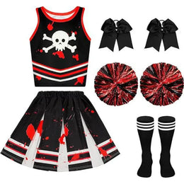 KissICON Halloween Cosplay Costume  Cheerleaders Digital Printed Dress Suits Horror Performance Party Role Playing Outfits for Girls